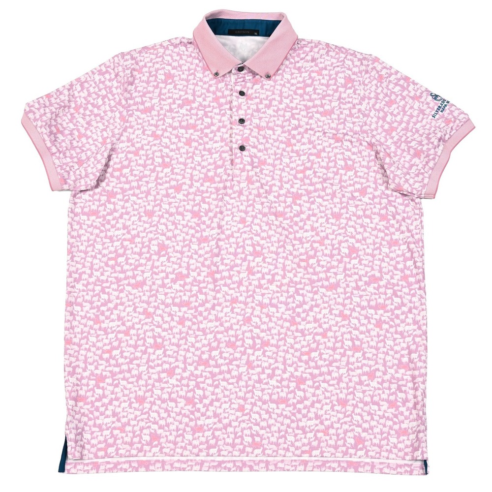 Greyson Band of Sheep Polo Shirt Mens XL Golf Mauve Stretch Wolf Geometric